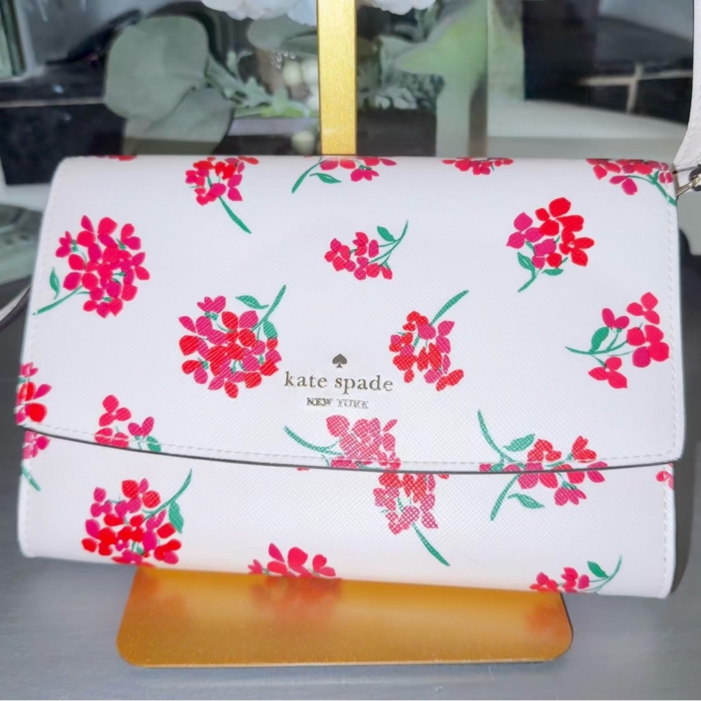 Kate Spade Perry White Leather Floral Crossbody Bag - EUC - Retails $239 - Picture 5 of 16
